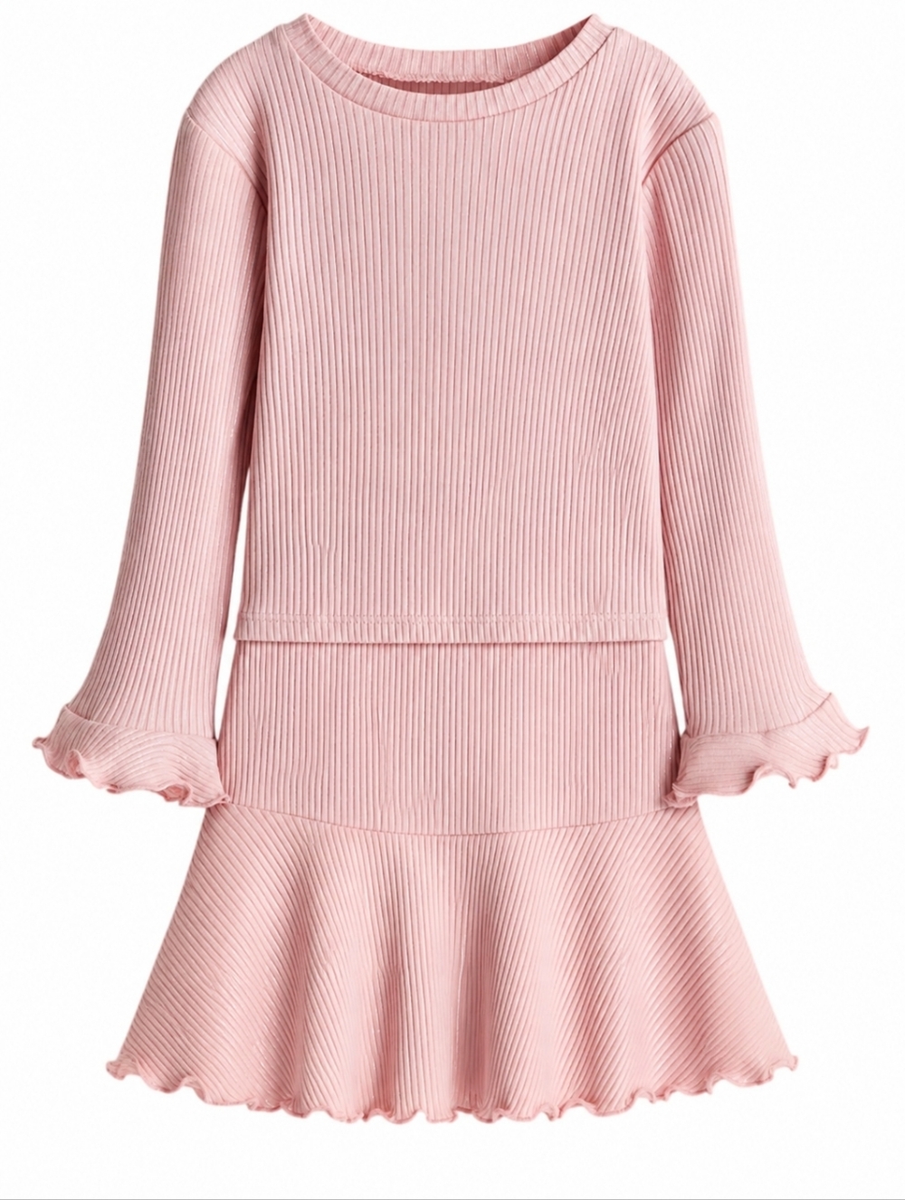 đź’– H&M Shimmery Pink 2-Piece Set | Flare Sleeve Top + Skirt | 2T (Fits 3T) NWOT - Picture 3 of 13